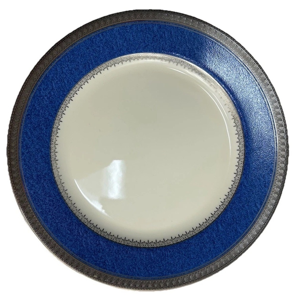 Mikasa Platial Platinum Lapis L3253 Luncheon Plate Blue & Silver Trim